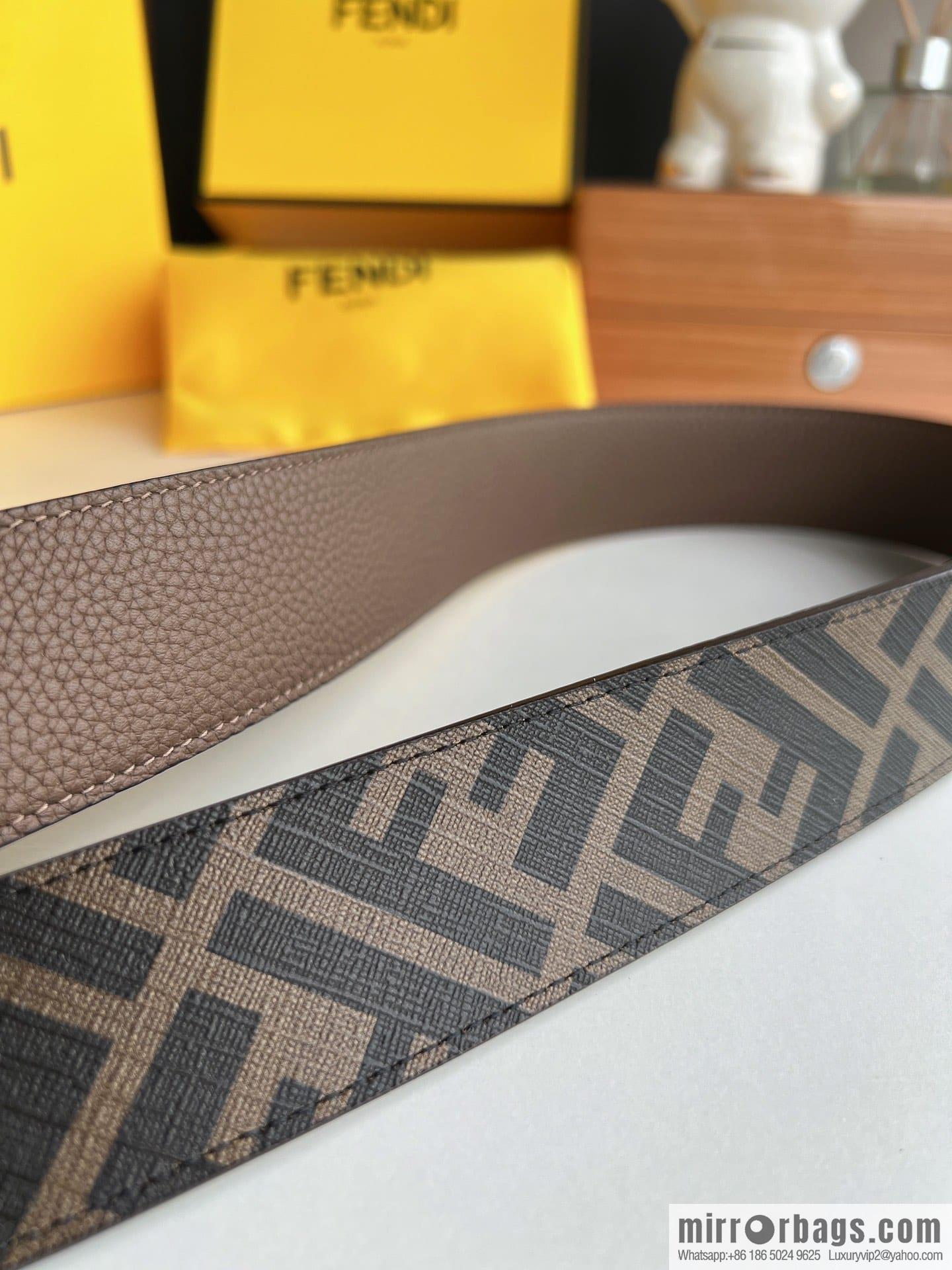 FENDI Fendi, Metal Buckle Printed Fabric Cowhide 4.0cm Belt