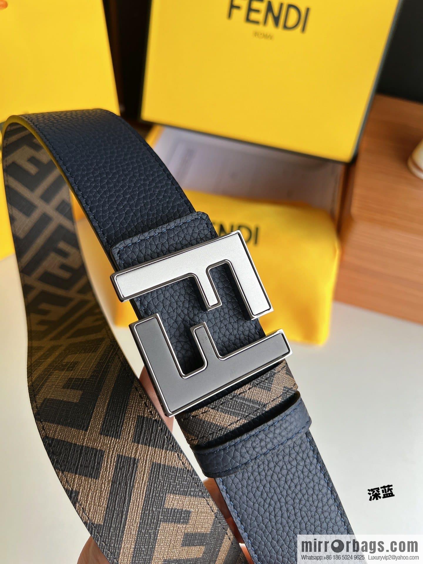 FENDI Fendi, Metal Buckle Printed Fabric Cowhide 4.0cm Belt