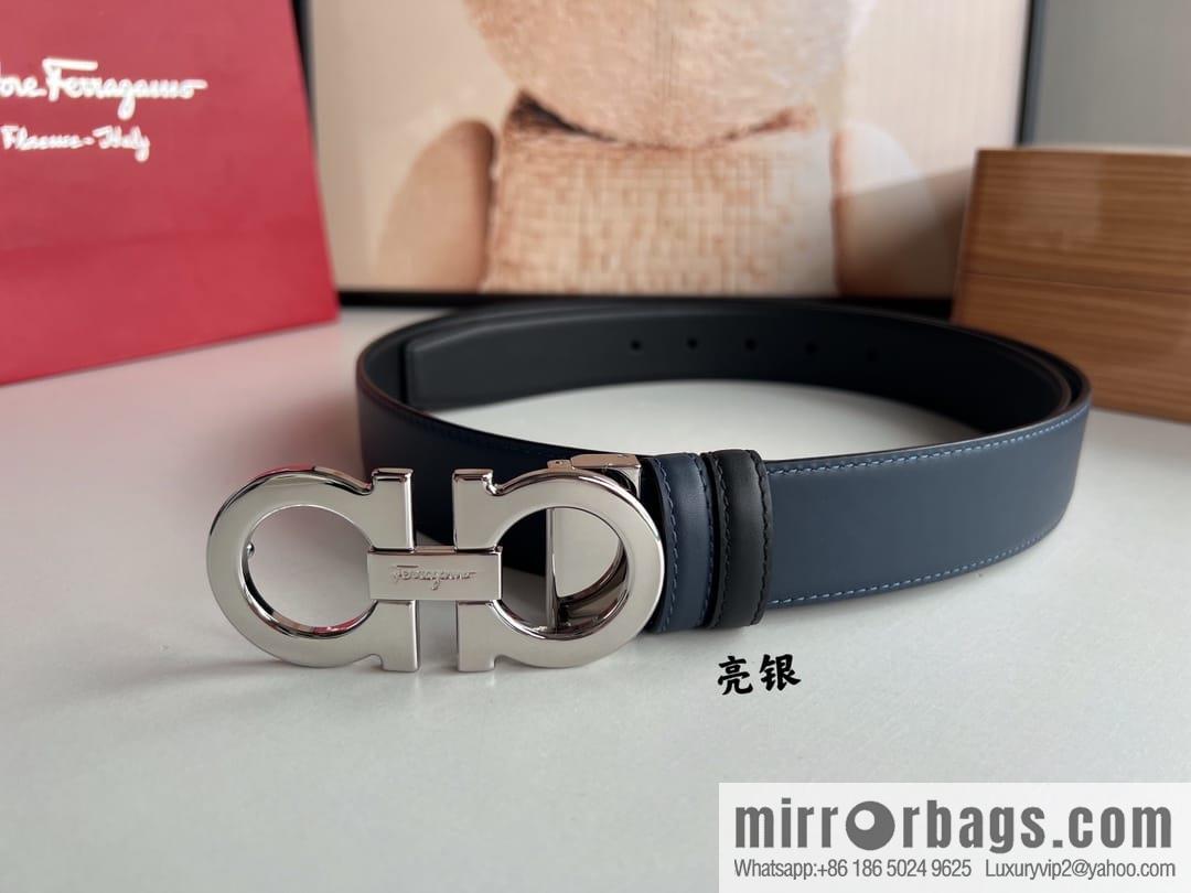 Ferragamo Ferragamo, boutique 8-character counter version metal buckle men's 3.5cm belt