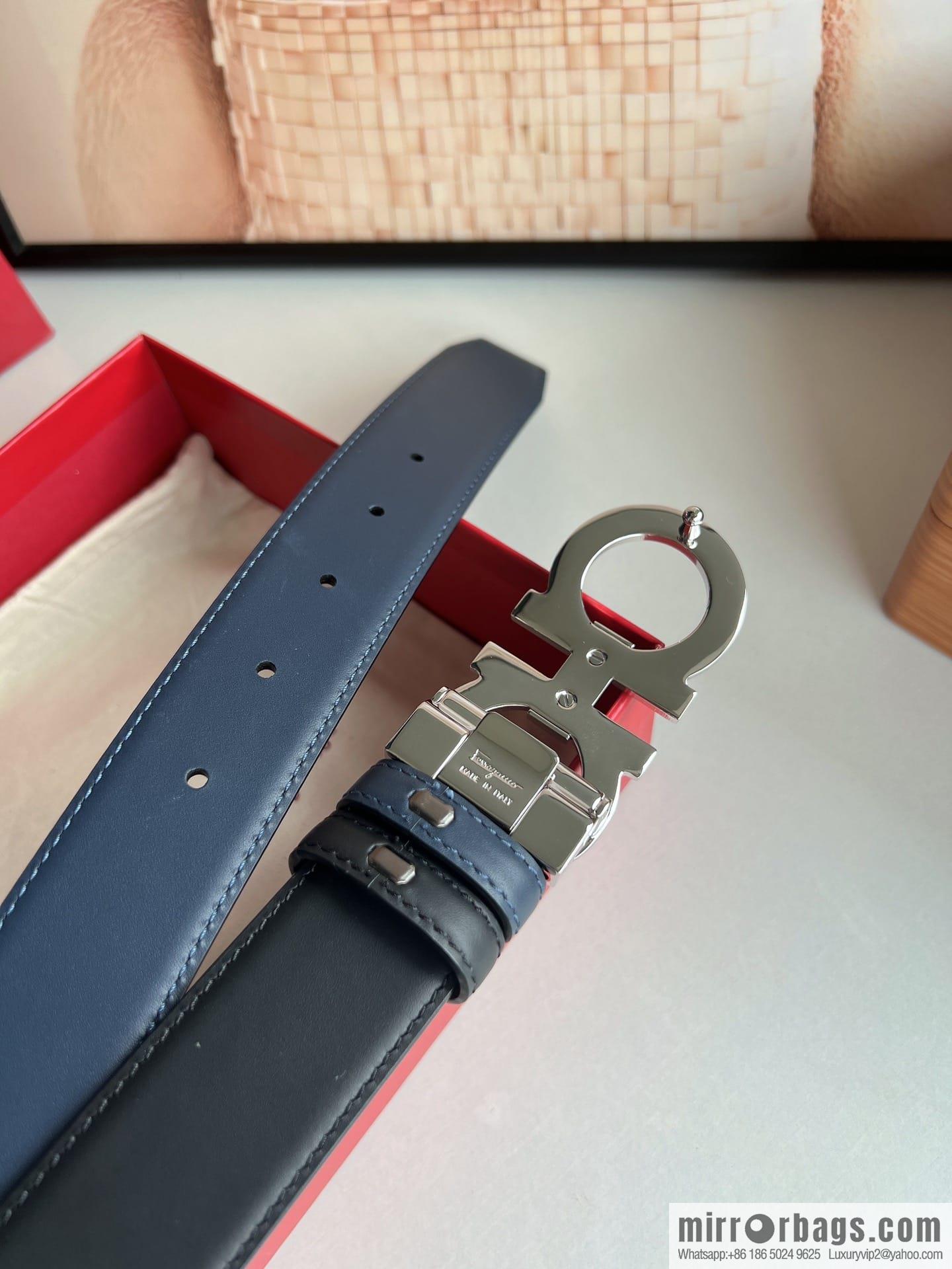 Ferragamo Ferragamo, boutique 8-character counter version metal buckle men's 3.5cm belt