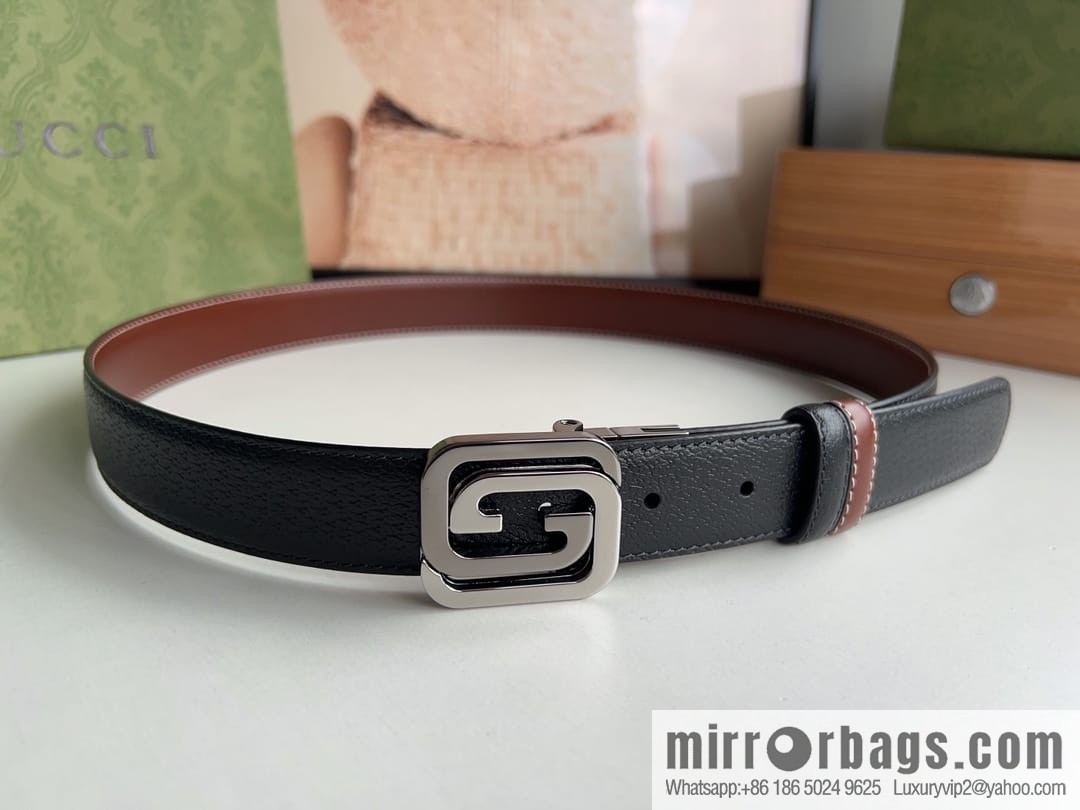 Gucci Gucci, square interlocking double G-buckle men's 3.0cm belt