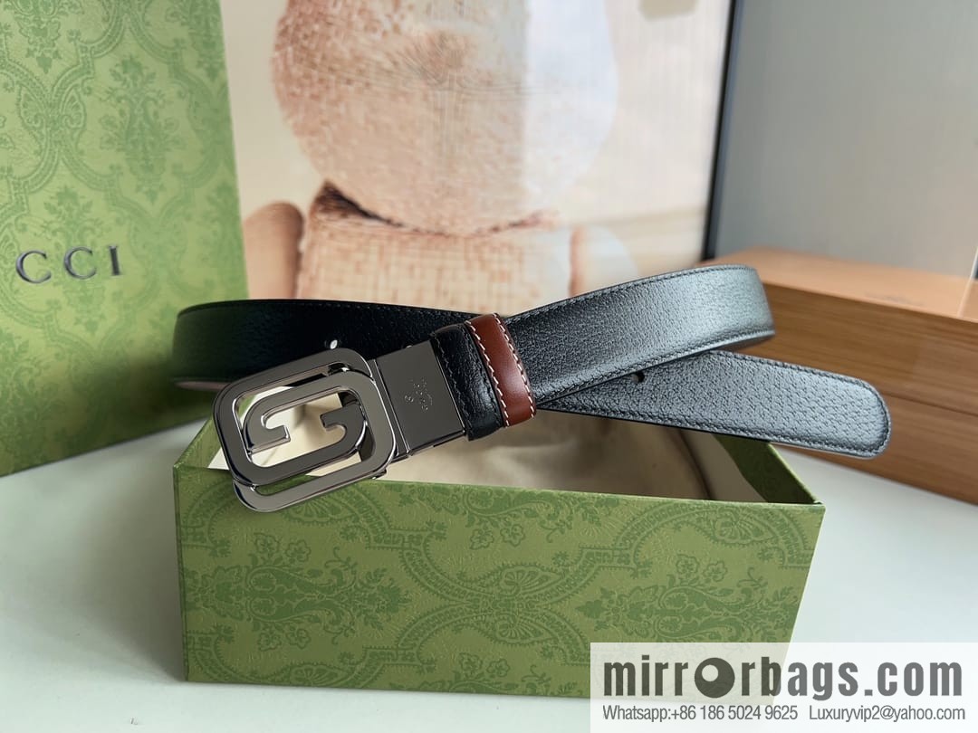 Gucci Gucci, square interlocking double G-buckle men's 3.0cm belt