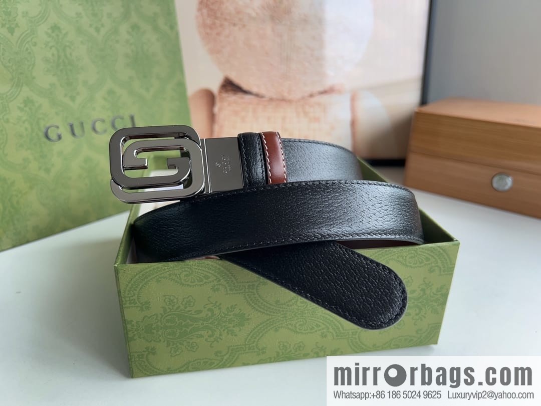 Gucci Gucci, square interlocking double G-buckle men's 3.0cm belt