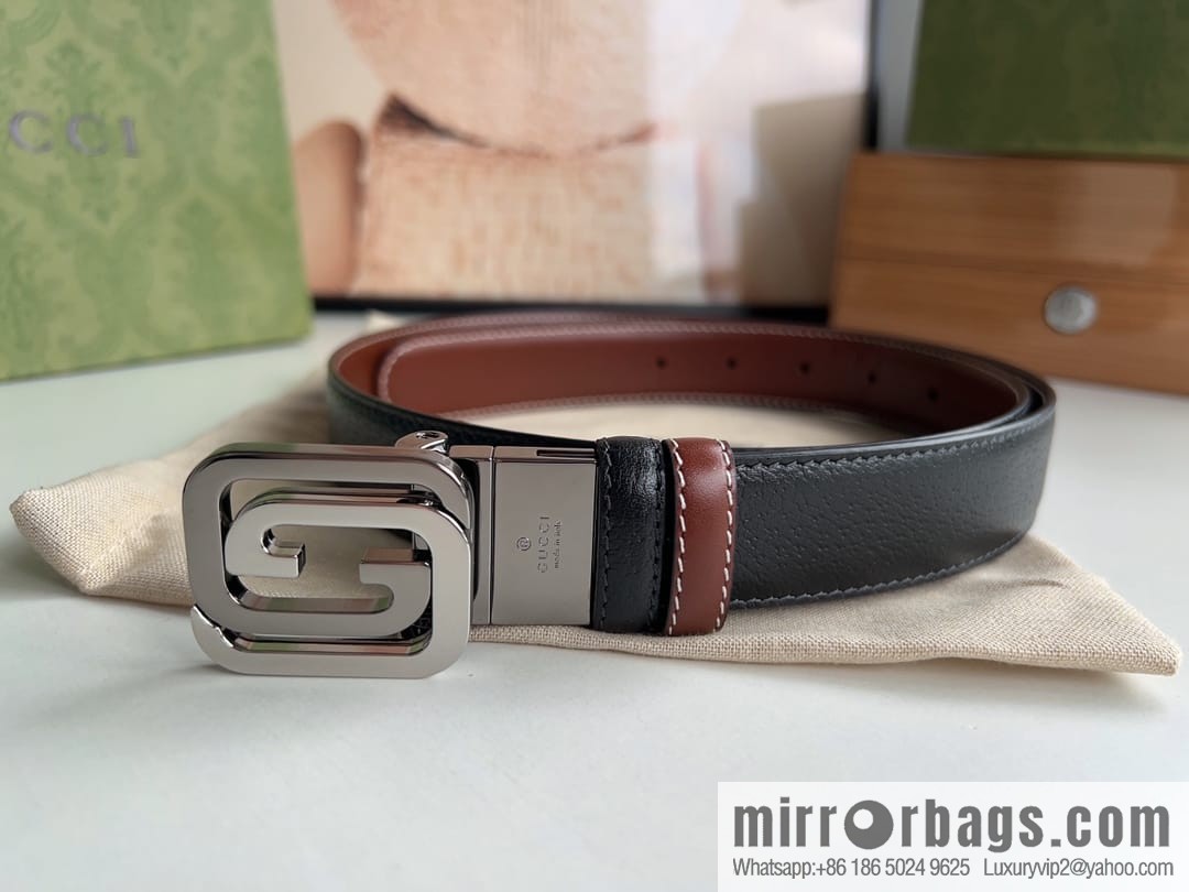 Gucci Gucci, square interlocking double G-buckle men's 3.0cm belt