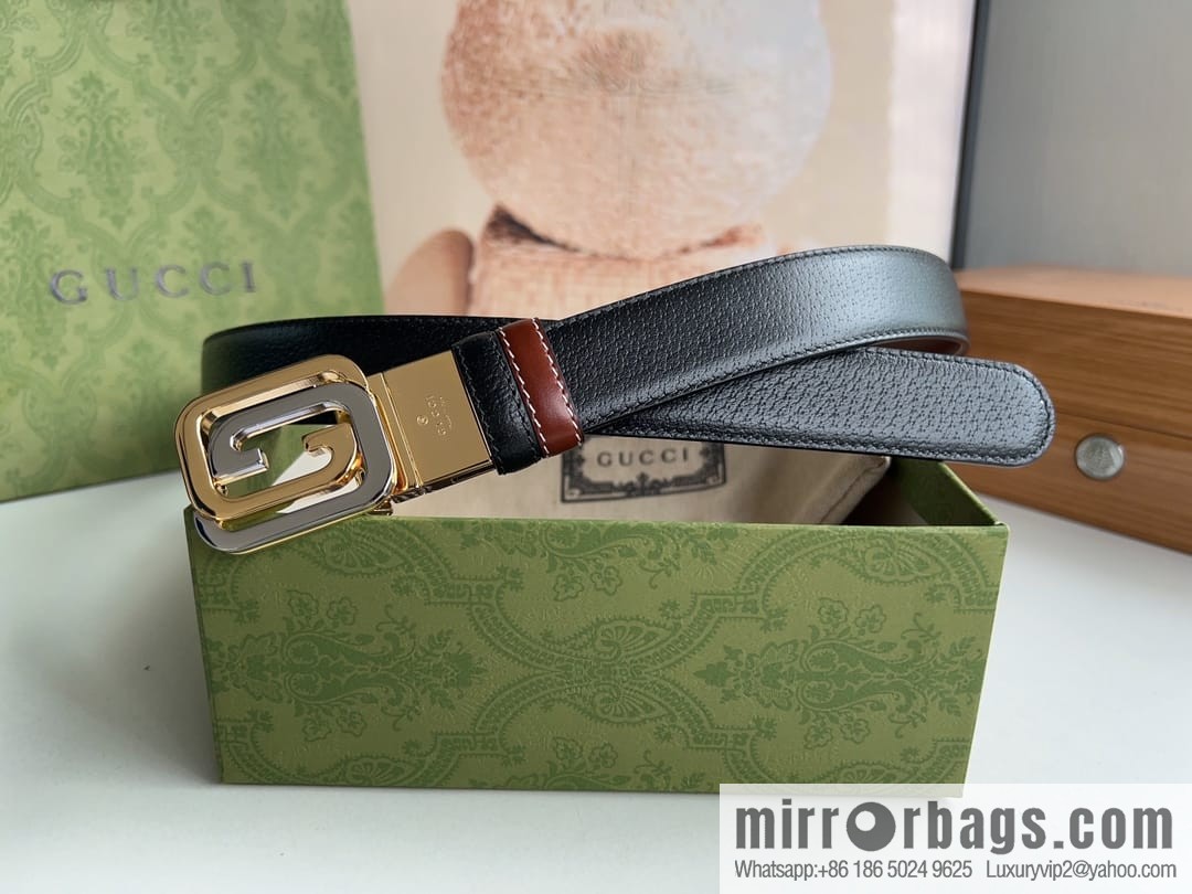 Gucci Gucci, square interlocking double G-buckle men's 3.0cm belt
