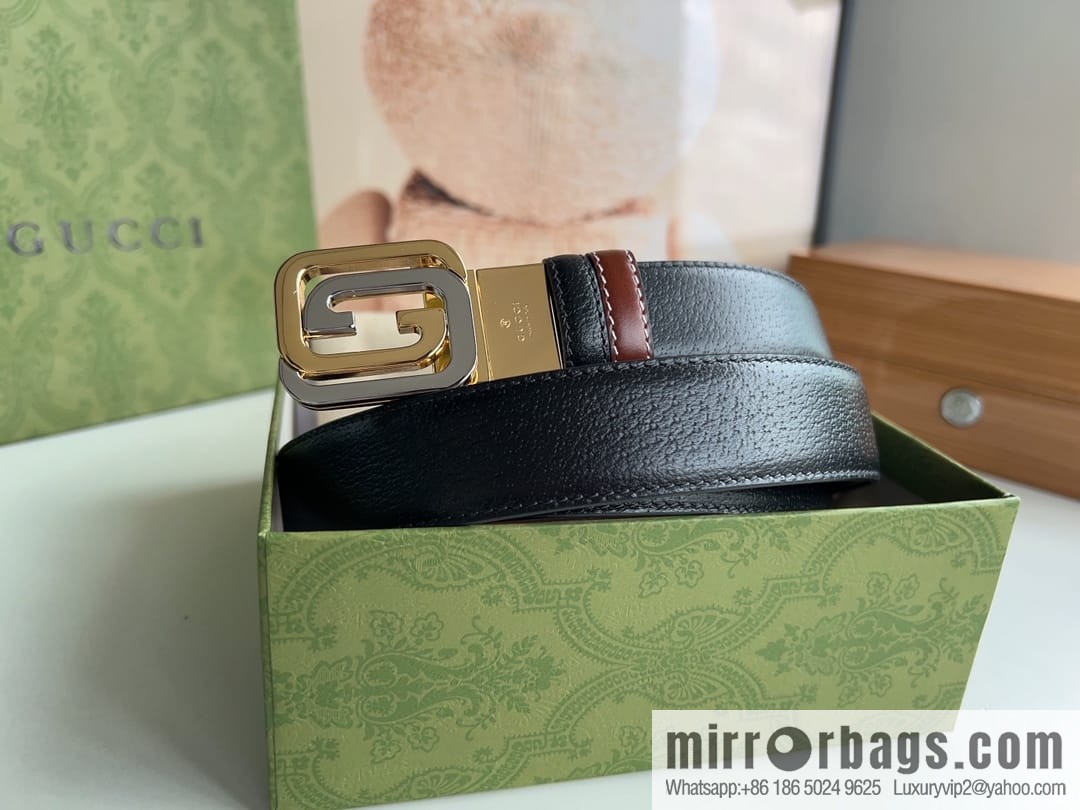 Gucci Gucci, square interlocking double G-buckle men's 3.0cm belt