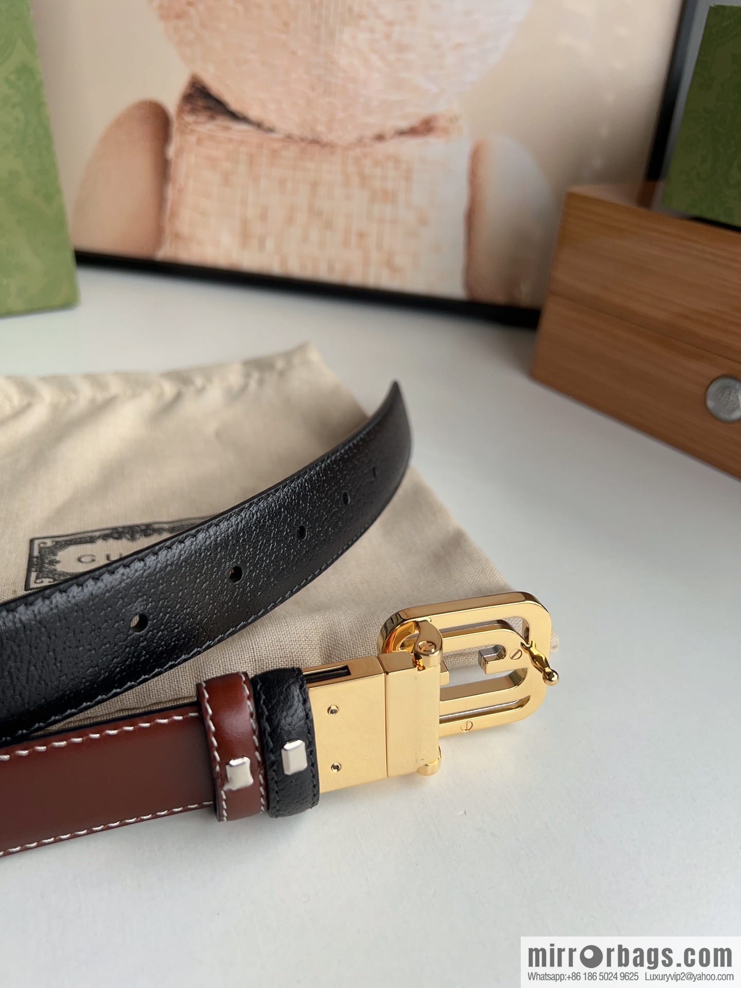 Gucci Gucci, square interlocking double G-buckle men's 3.0cm belt
