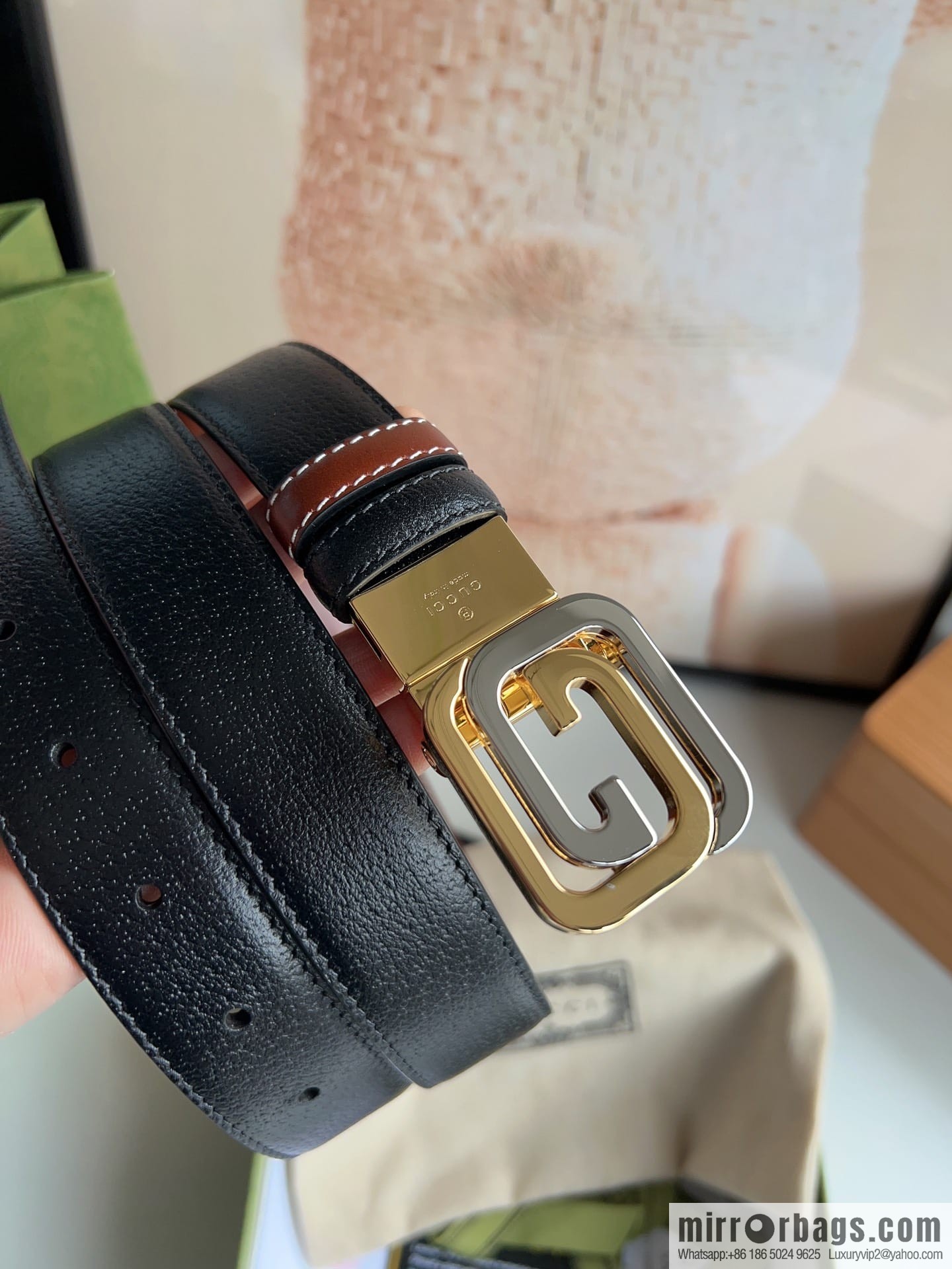 Gucci Gucci, square interlocking double G-buckle men's 3.0cm belt