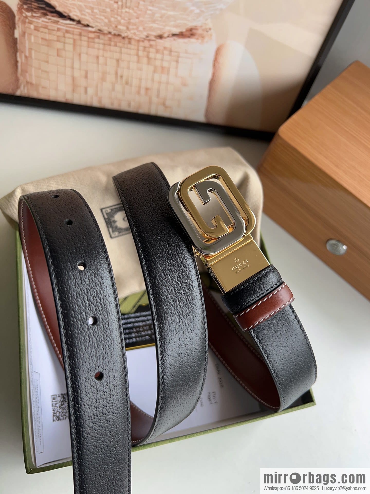 Gucci Gucci, square interlocking double G-buckle men's 3.0cm belt