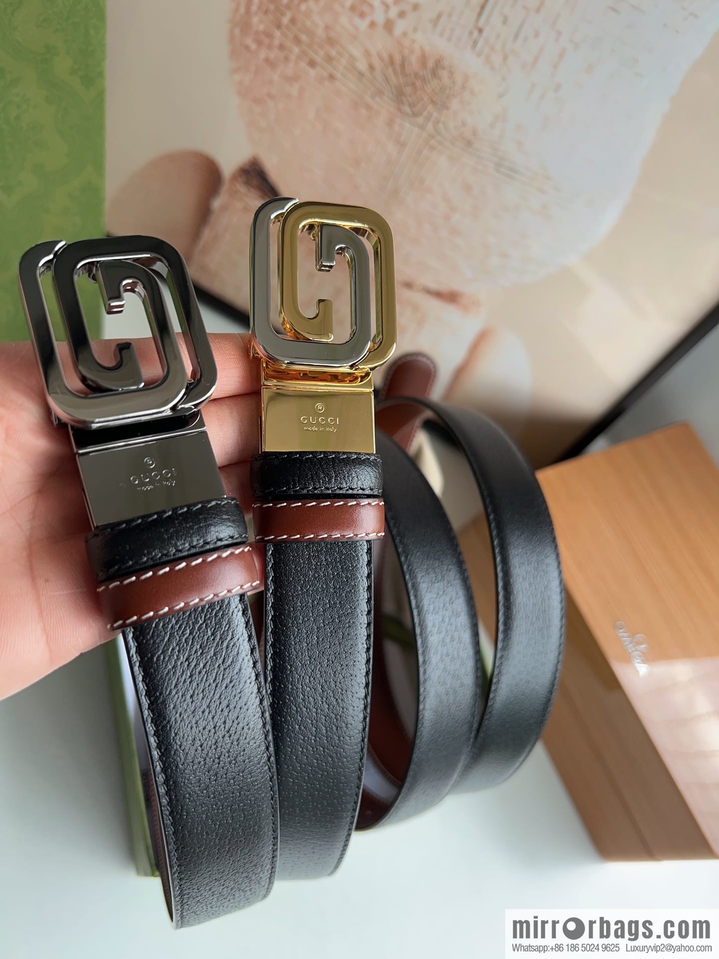 Gucci Gucci, square interlocking double G-buckle men's 3.0cm belt