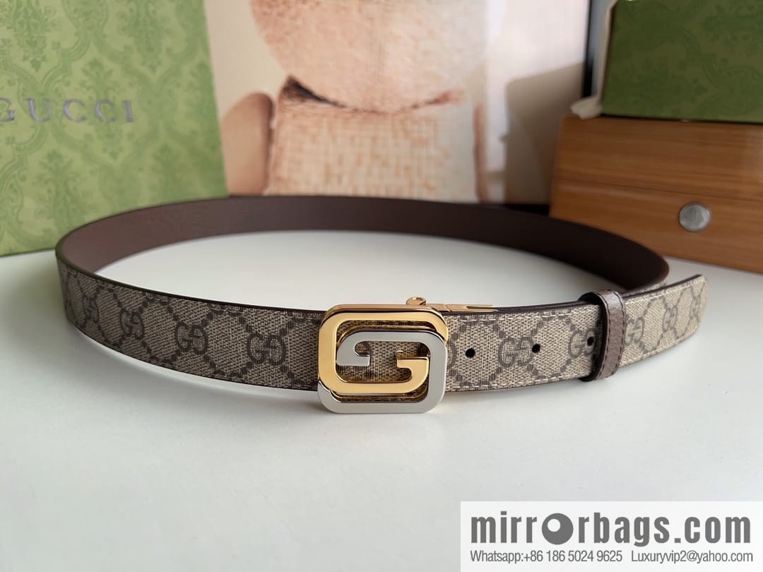 Gucci Gucci, square interlocking double G-buckle men's 3.0cm belt