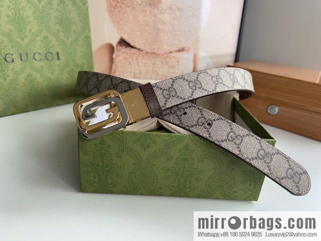 Gucci Gucci, square interlocking double G-buckle men's 3.0cm belt