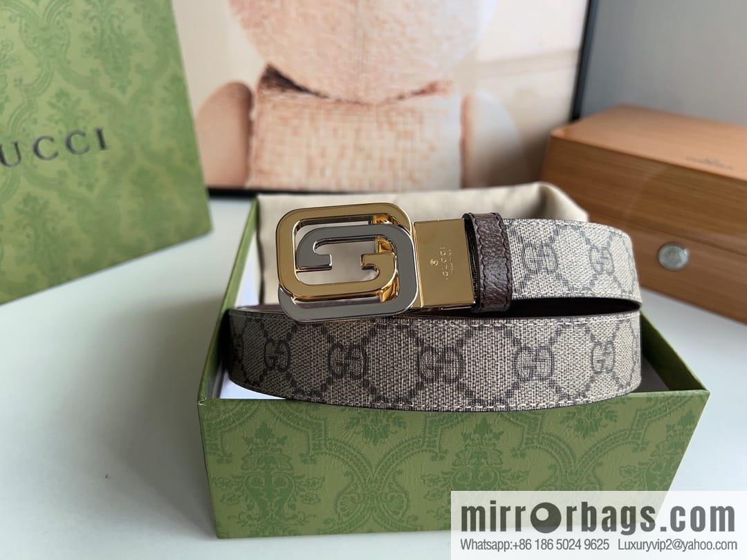 Gucci Gucci, square interlocking double G-buckle men's 3.0cm belt