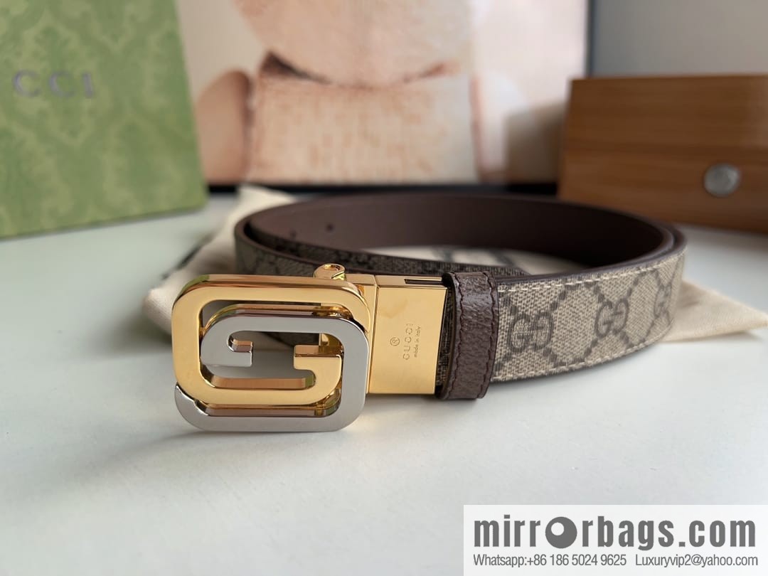 Gucci Gucci, square interlocking double G-buckle men's 3.0cm belt