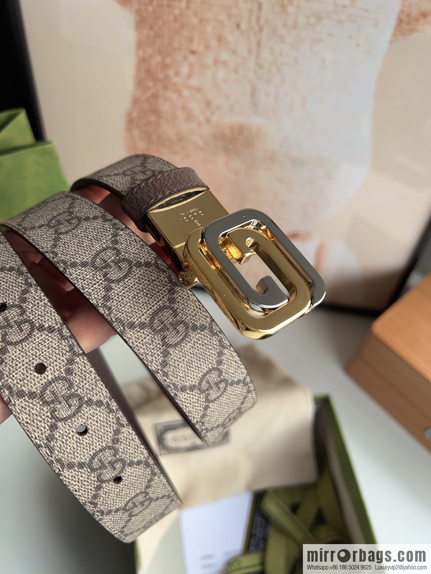 Gucci Gucci, square interlocking double G-buckle men's 3.0cm belt