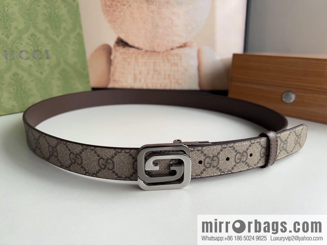 Gucci Gucci, square interlocking double G-buckle men's 3.0cm belt