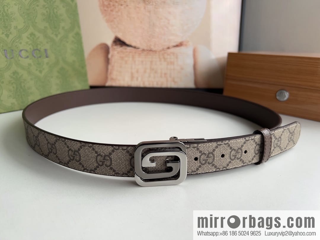 Gucci Gucci, square interlocking double G-buckle men's 3.0cm belt