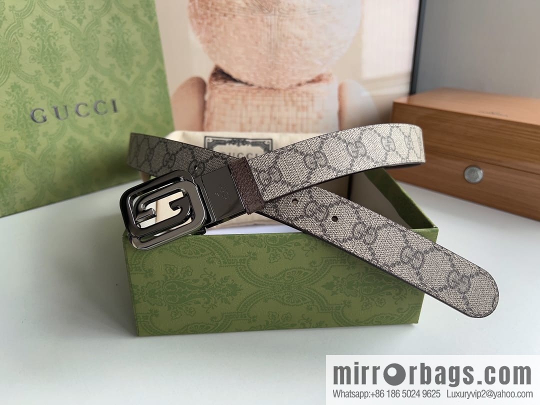 Gucci Gucci, square interlocking double G-buckle men's 3.0cm belt