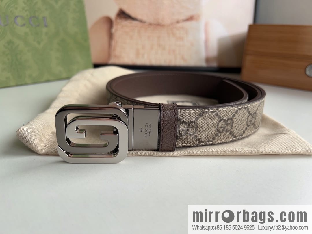 Gucci Gucci, square interlocking double G-buckle men's 3.0cm belt