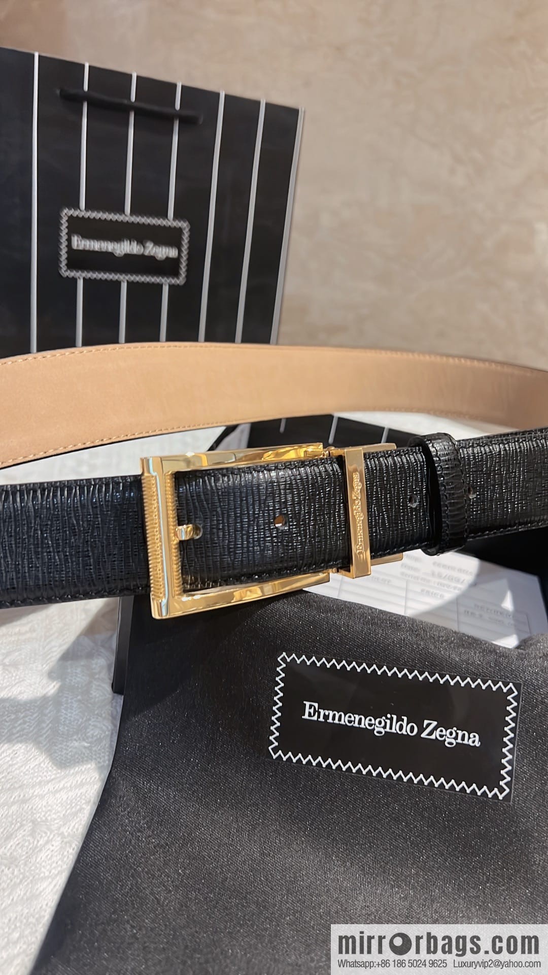 Ermengildo. Zein Italian Zegna Men's First Cowhide Belt 3.5cm