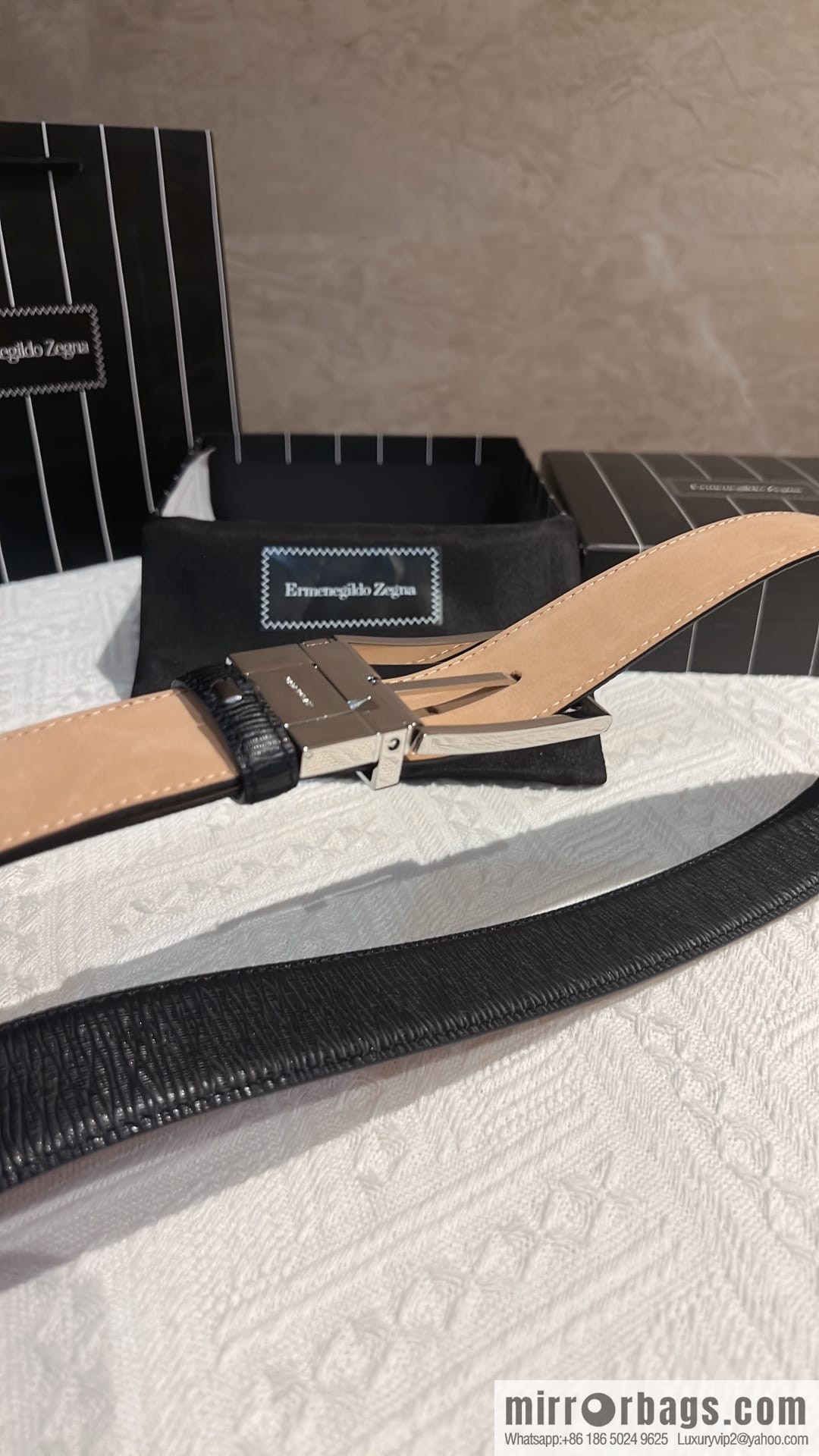 Ermengildo. Zein Italian Zegna Men's First Cowhide Belt 3.5cm