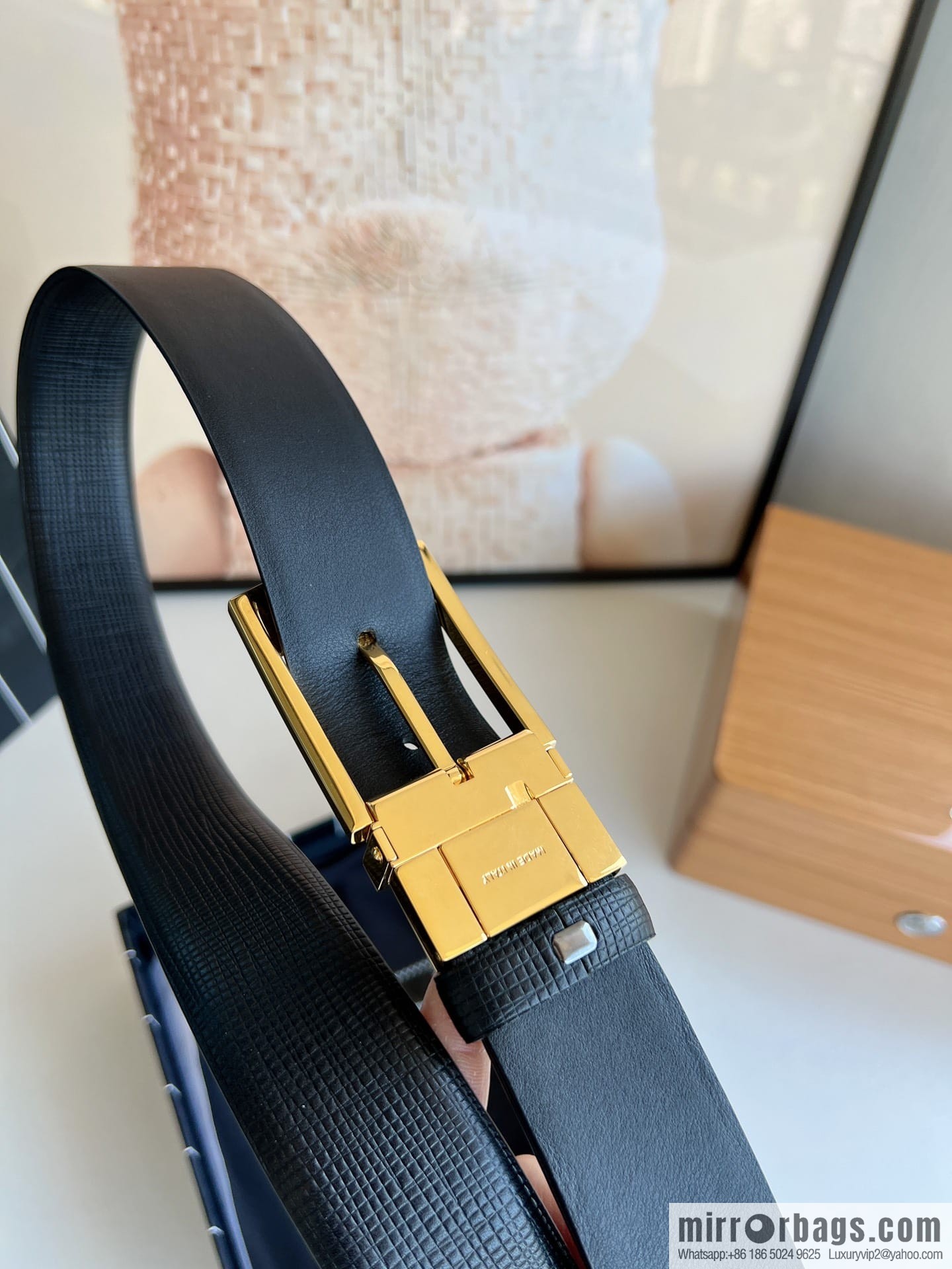 Zegna, black imported cowhide material belt 3.5cm