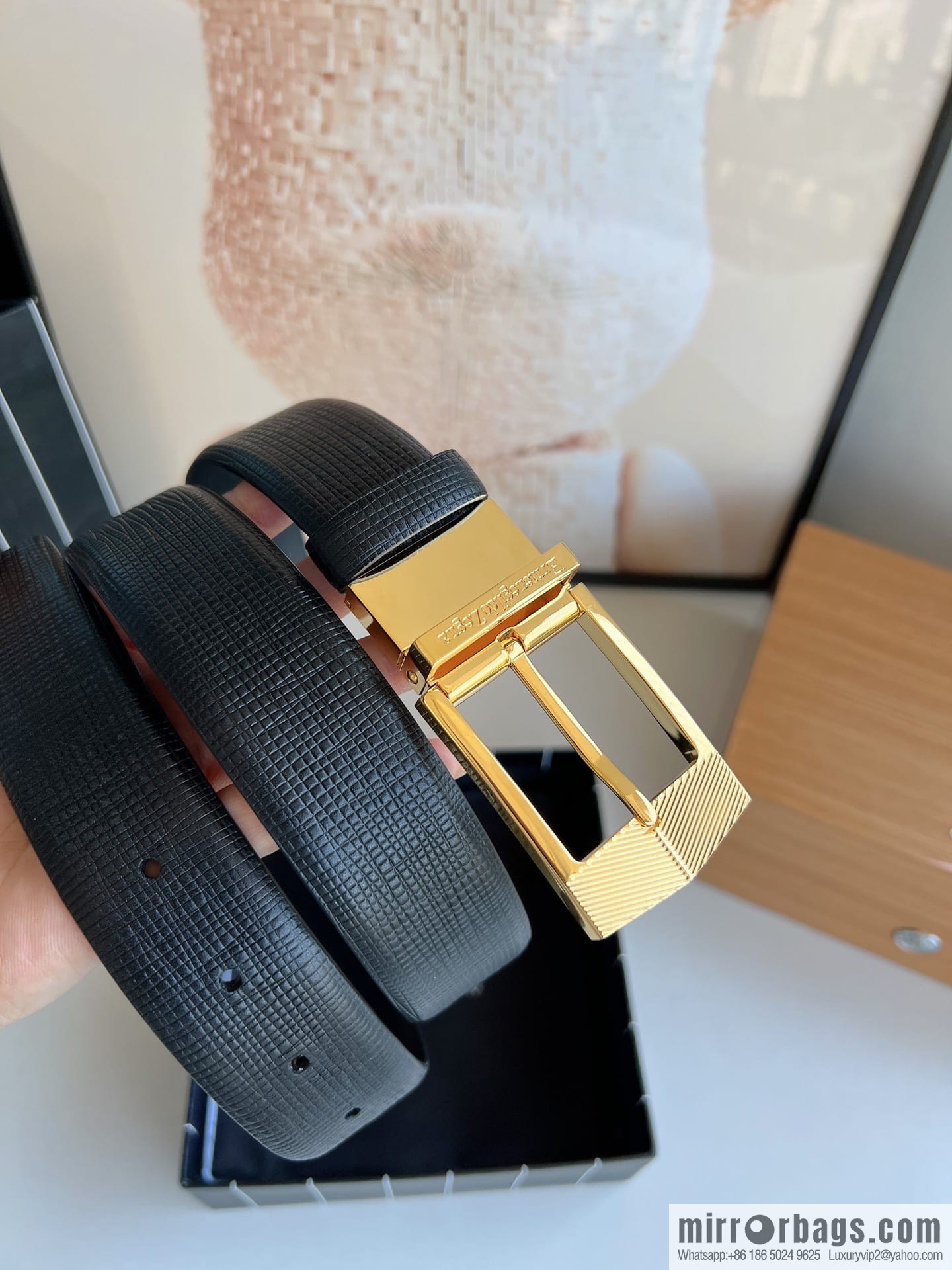 Zegna, black imported cowhide material belt 3.5cm