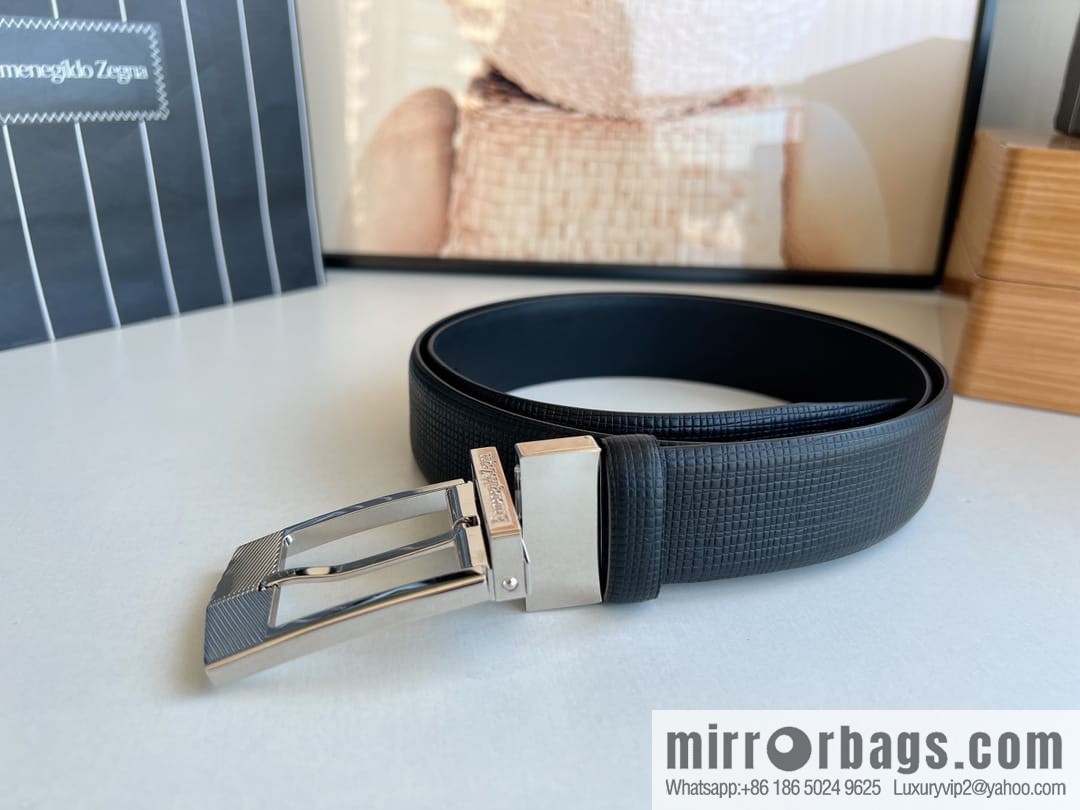 Zegna, black imported cowhide material belt 3.5cm