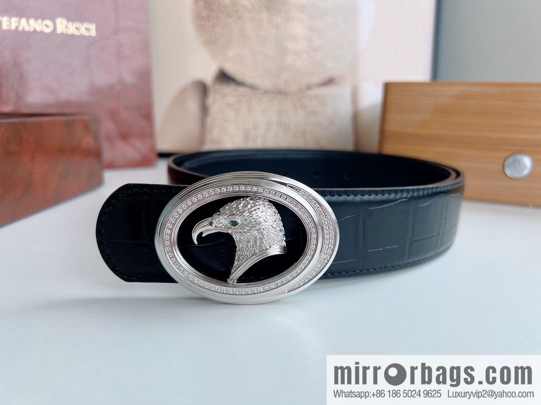 Stefano. Ricci Stephen, stainless steel hand-carved craft eagle head 3.8cm belt