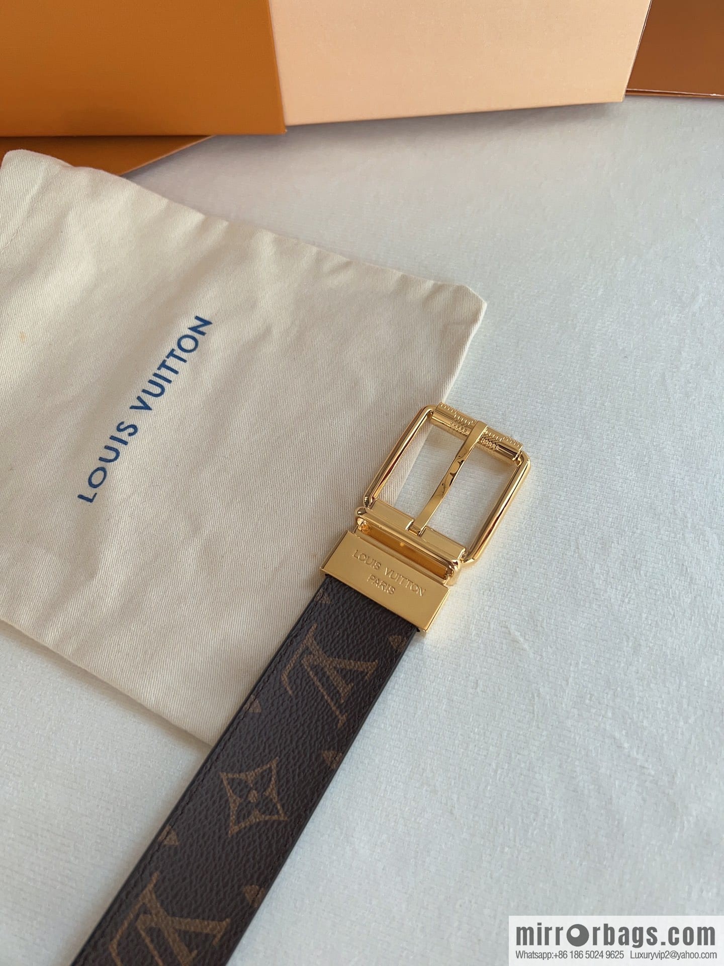 Louis Vuitton/Leather Lined Metal Buckle Damier Canvas Belt Men 35mm