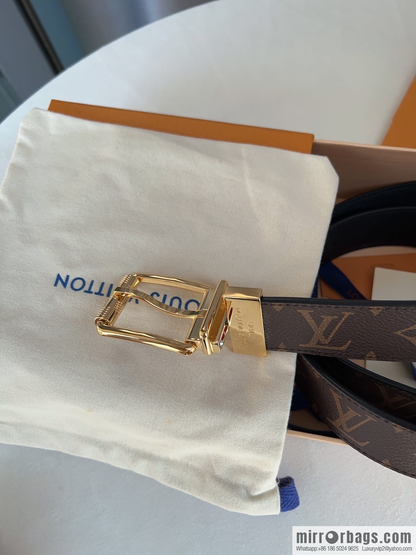 Louis Vuitton/Leather Lined Metal Buckle Damier Canvas Belt Men 35mm