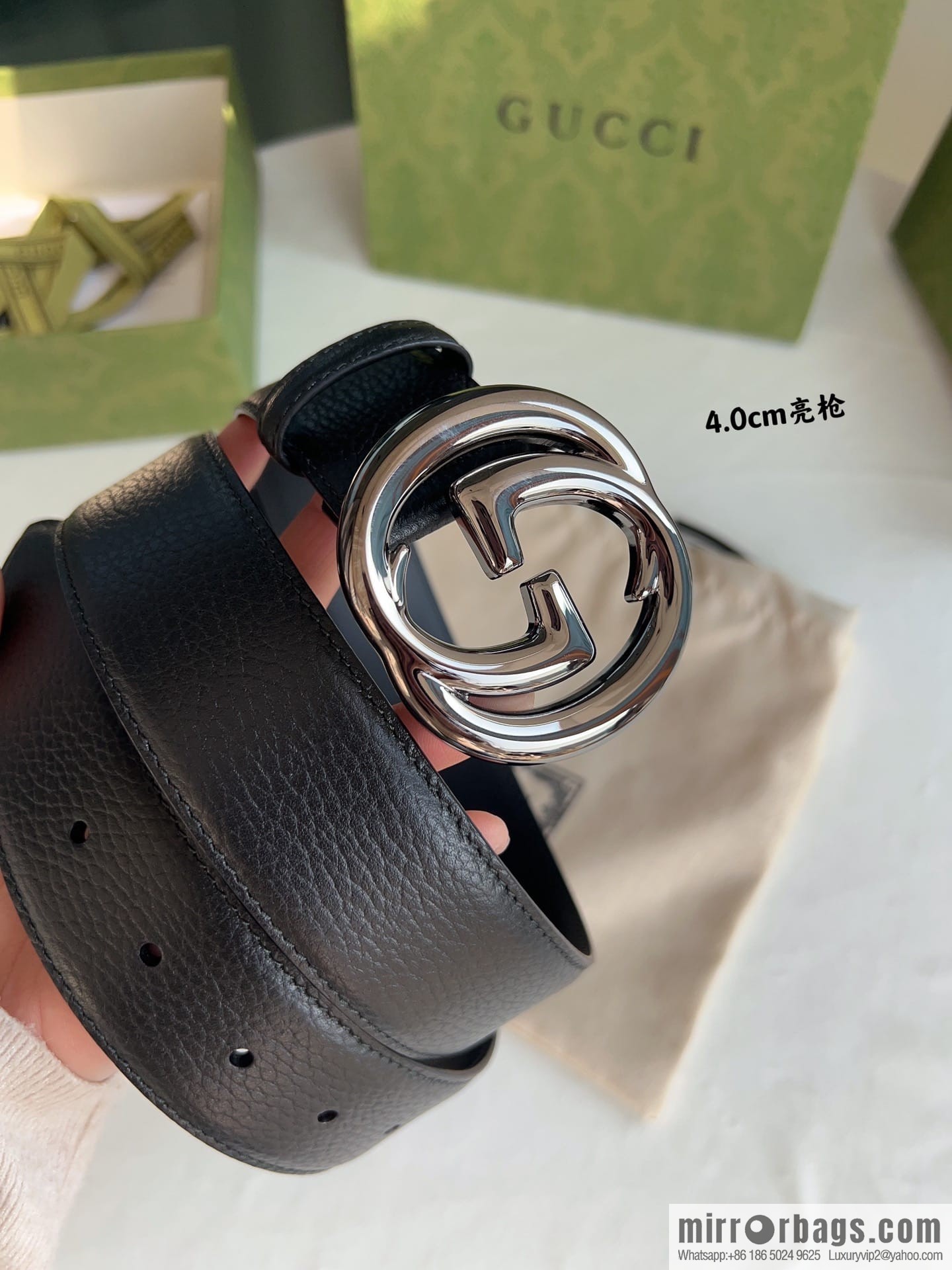 Gucci Gucci, Original Lychee Texture 4.0cm Belt