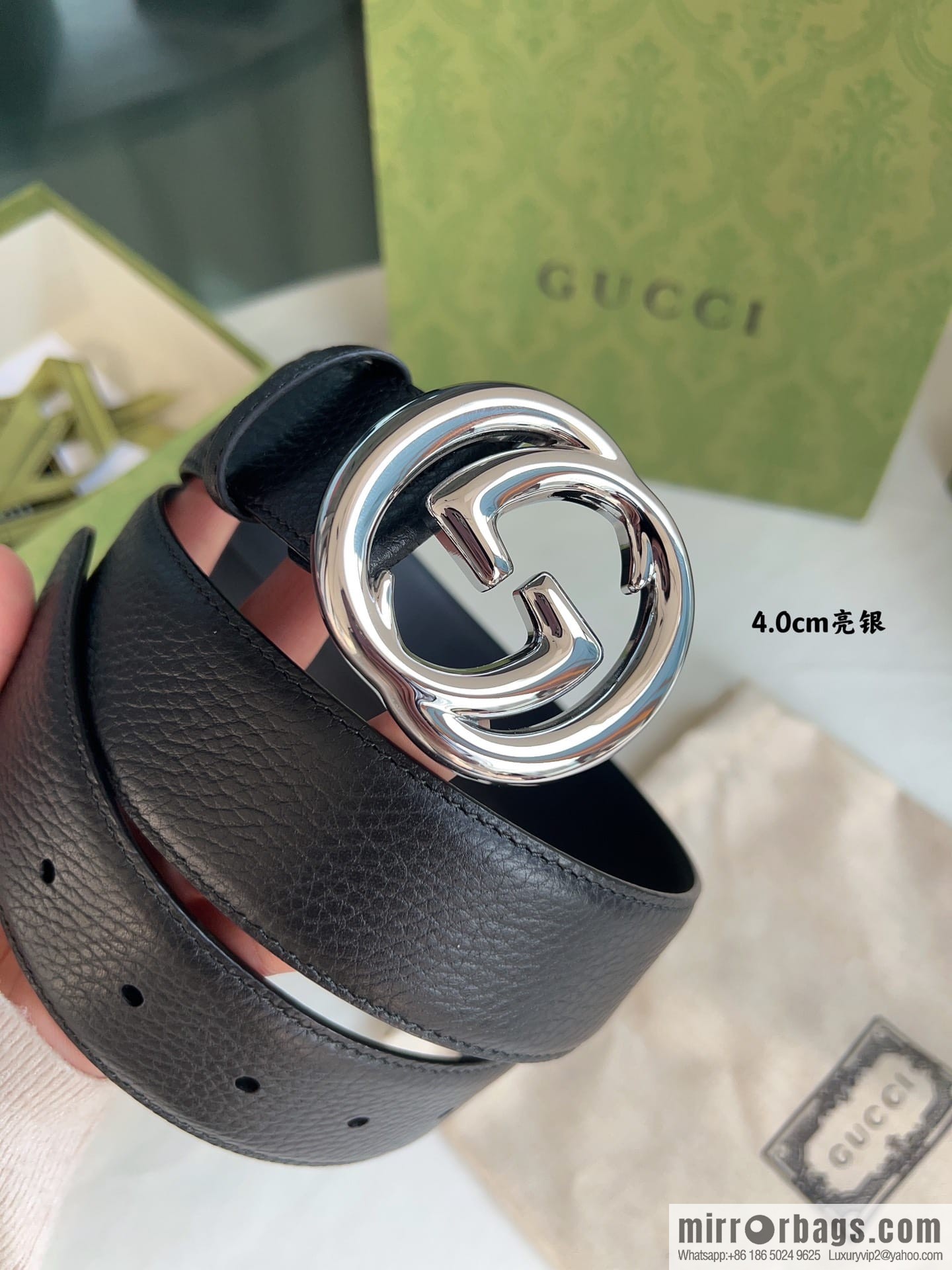 Gucci Gucci, Original Lychee Texture 4.0cm Belt