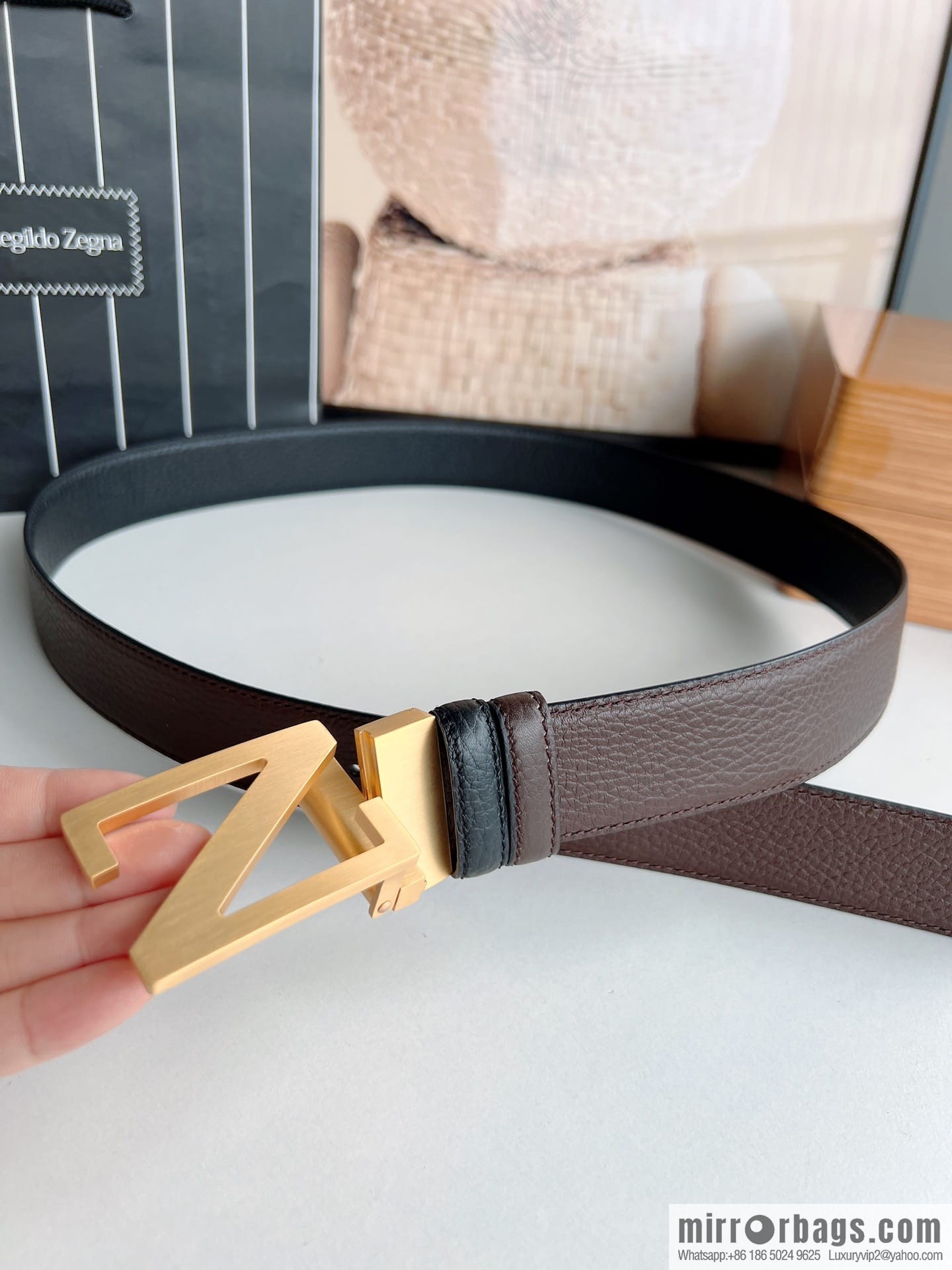 Zegna ZEGNA Boutique Logo Belt Buckle Men's 3.5cm Belt