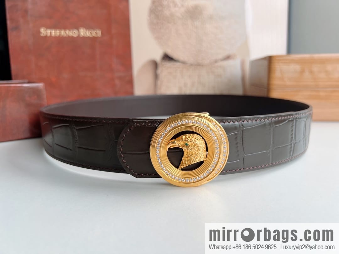 Stefano. Ricci Stephen, Stainless Steel Hand Engraved Craft Eagle Head Men's 3.8cm Belt