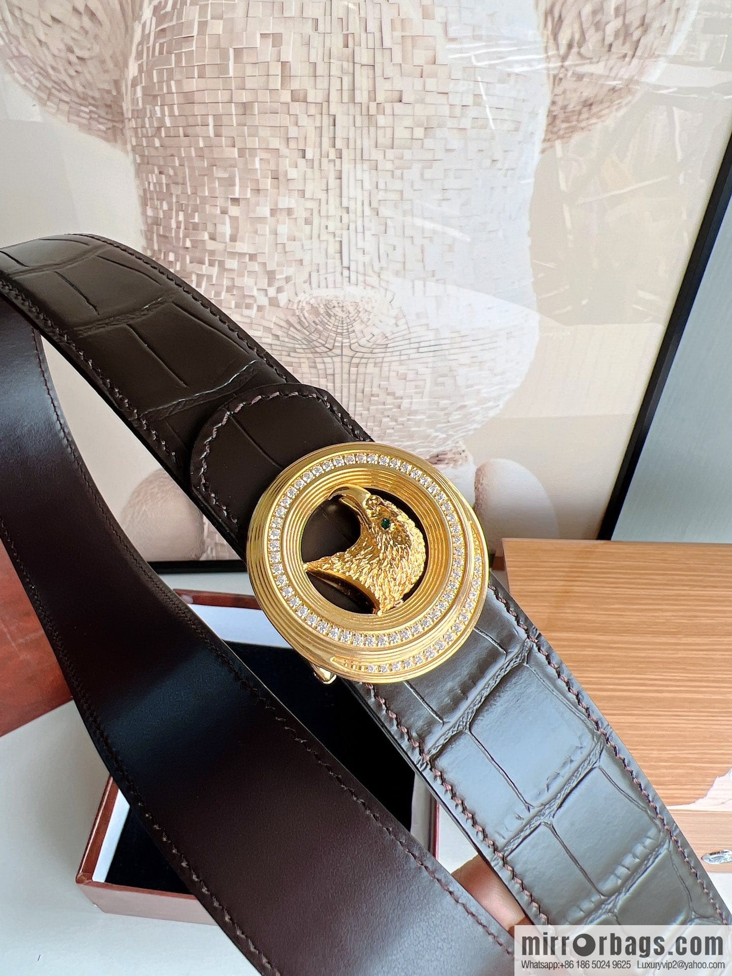 Stefano. Ricci Stephen, Stainless Steel Hand Engraved Craft Eagle Head Men's 3.8cm Belt