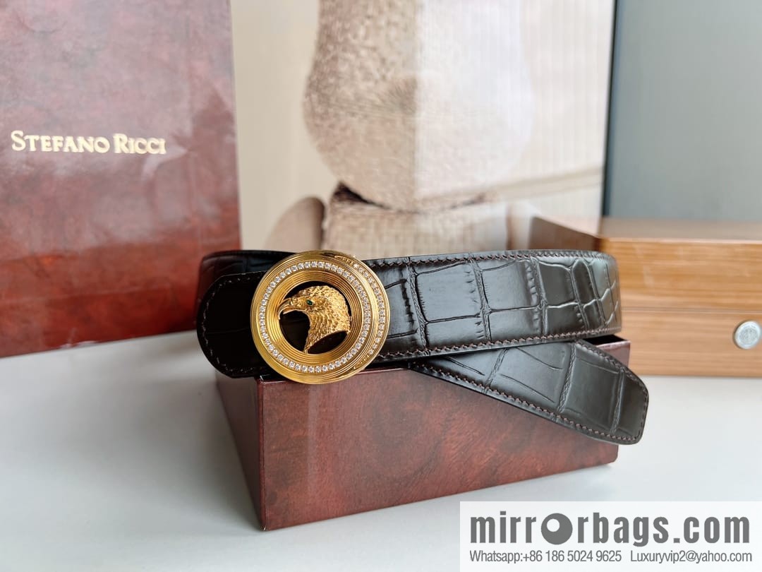 Stefano. Ricci Stephen, Stainless Steel Hand Engraved Craft Eagle Head Men's 3.8cm Belt
