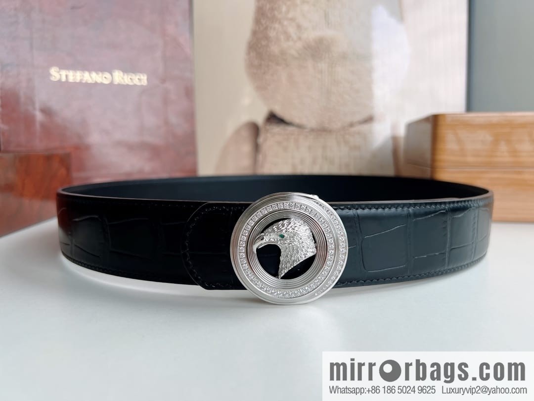 Stefano. Ricci Stephen, Stainless Steel Hand Engraved Craft Eagle Head Men's 3.8cm Belt