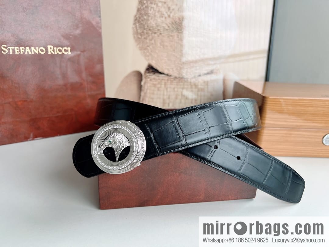 Stefano. Ricci Stephen, Stainless Steel Hand Engraved Craft Eagle Head Men's 3.8cm Belt