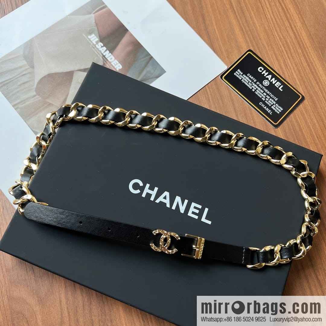 New ☑️ CHANEL CHANEL double c black leather rope belt belt belt
