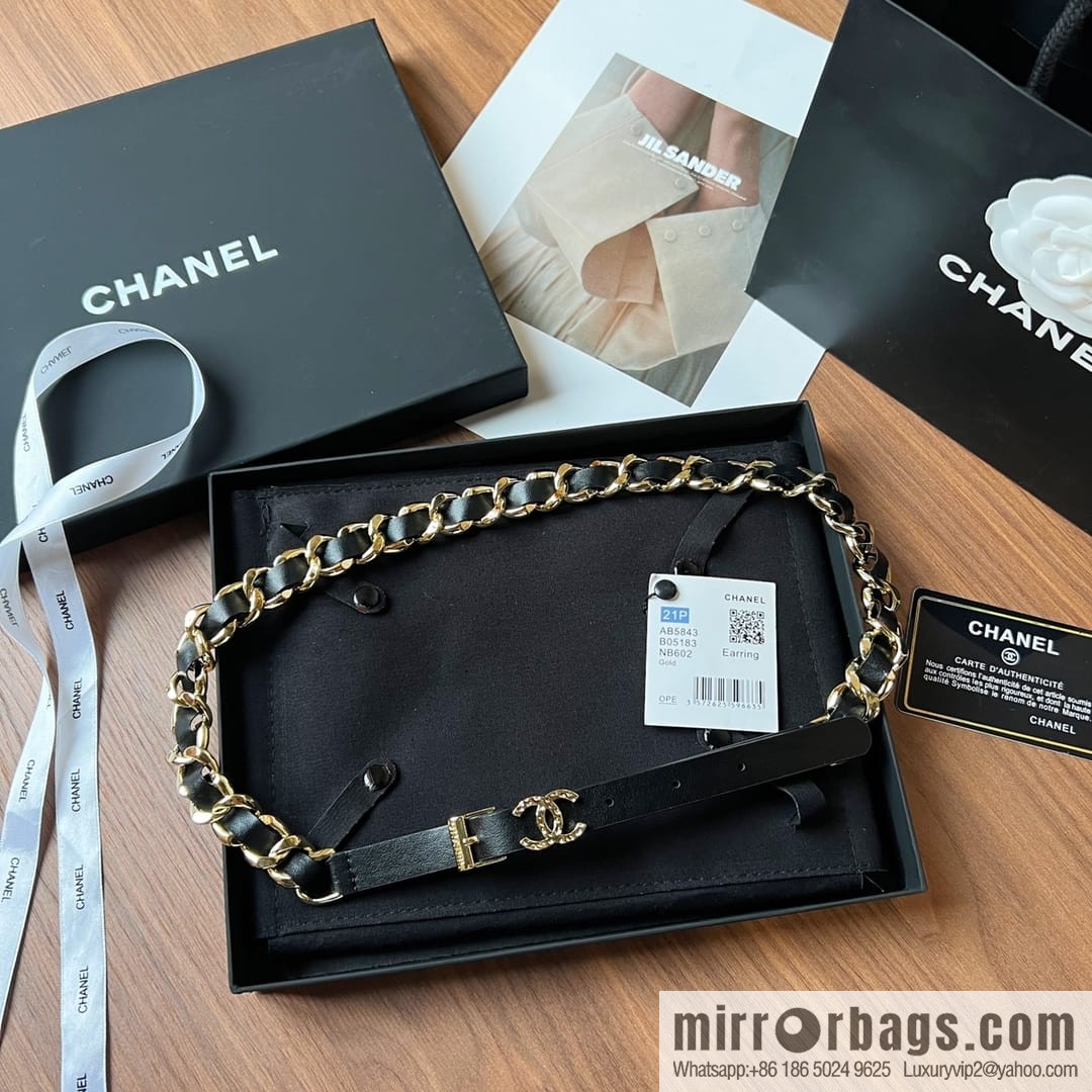 New ☑️ CHANEL CHANEL double c black leather rope belt belt belt