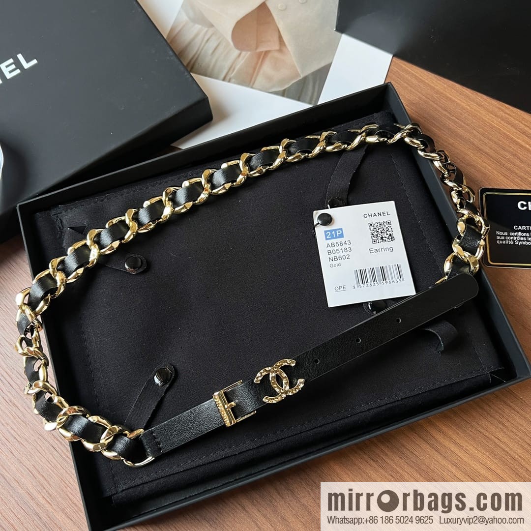 New ☑️ CHANEL CHANEL double c black leather rope belt belt belt