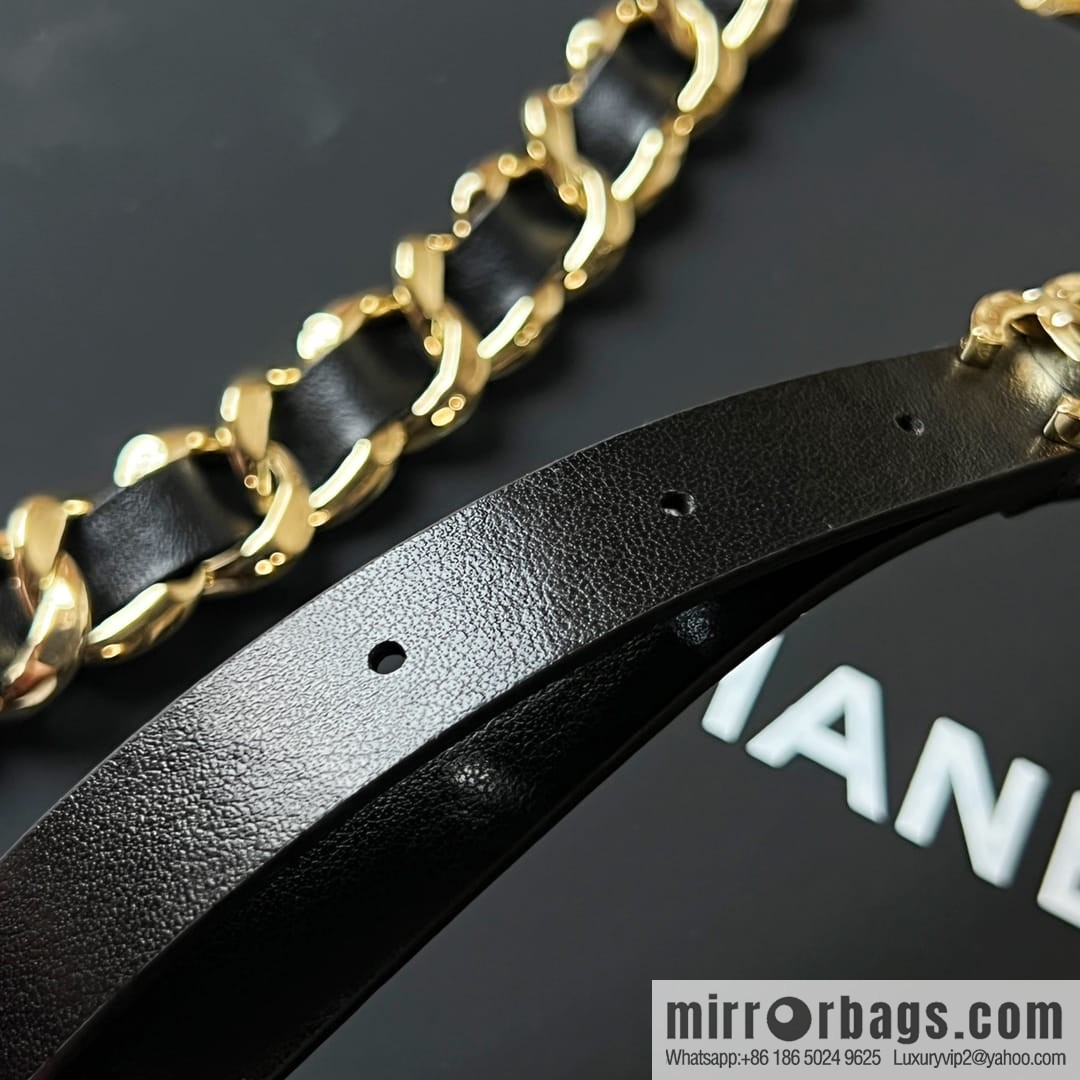 New ☑️ CHANEL CHANEL double c black leather rope belt belt belt