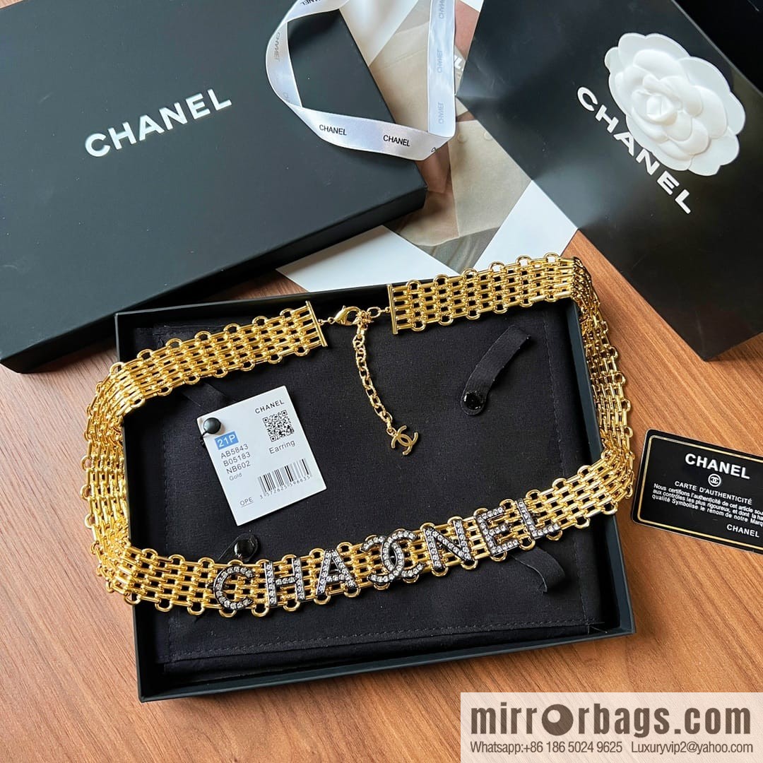 New ☑️ Chanel gold full diamond chain waist chain belt