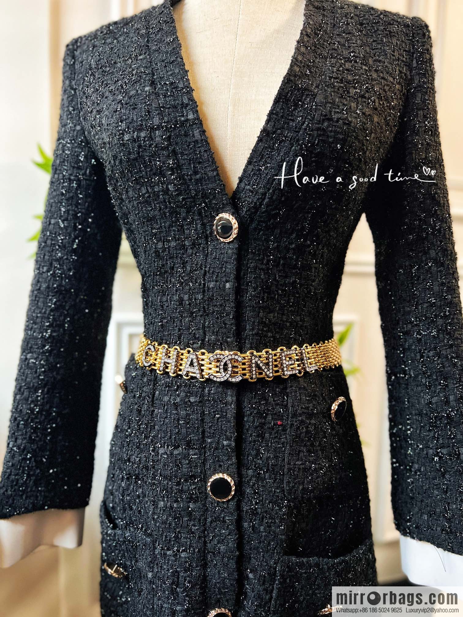 New ☑️ Chanel gold full diamond chain waist chain belt