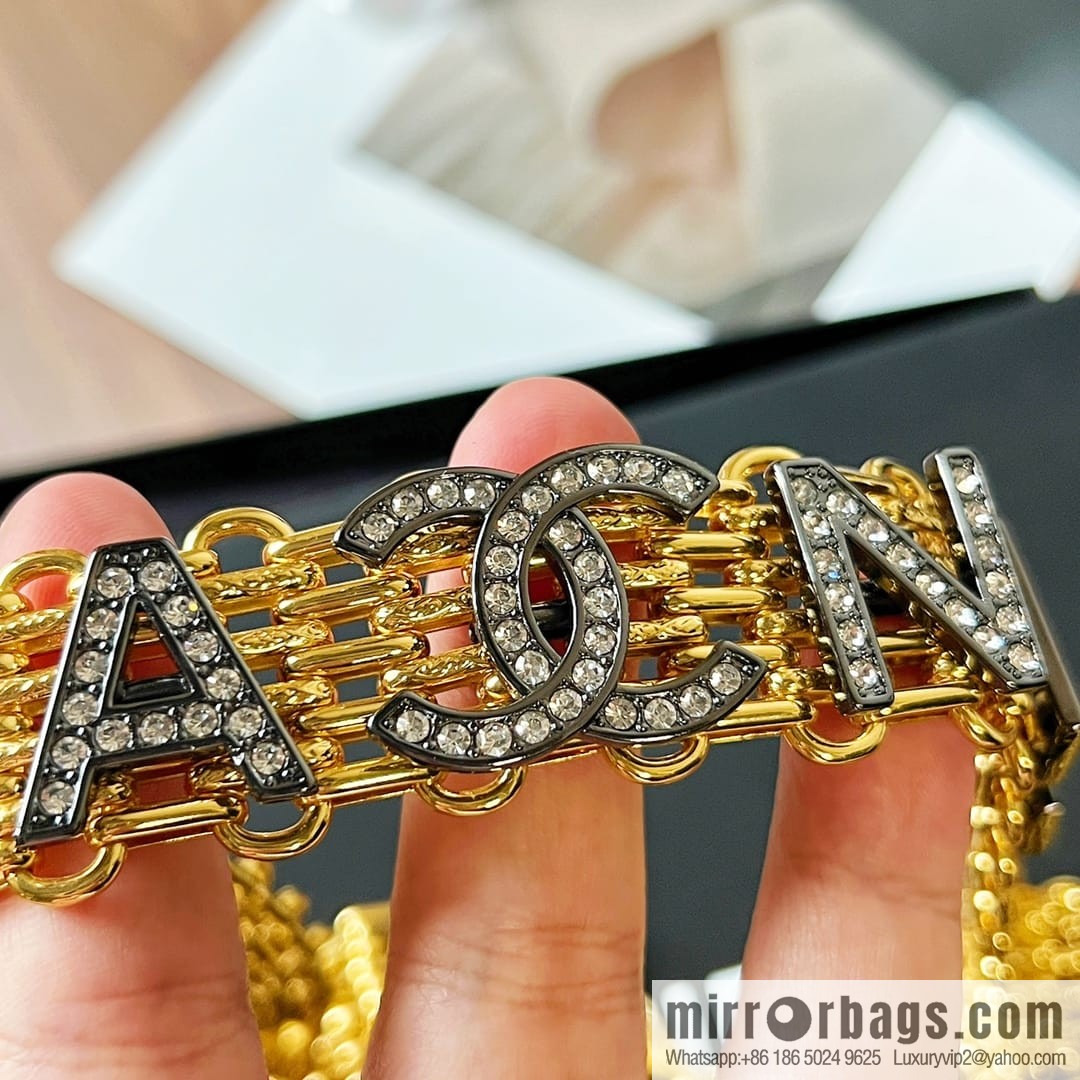 New ☑️ Chanel gold full diamond chain waist chain belt