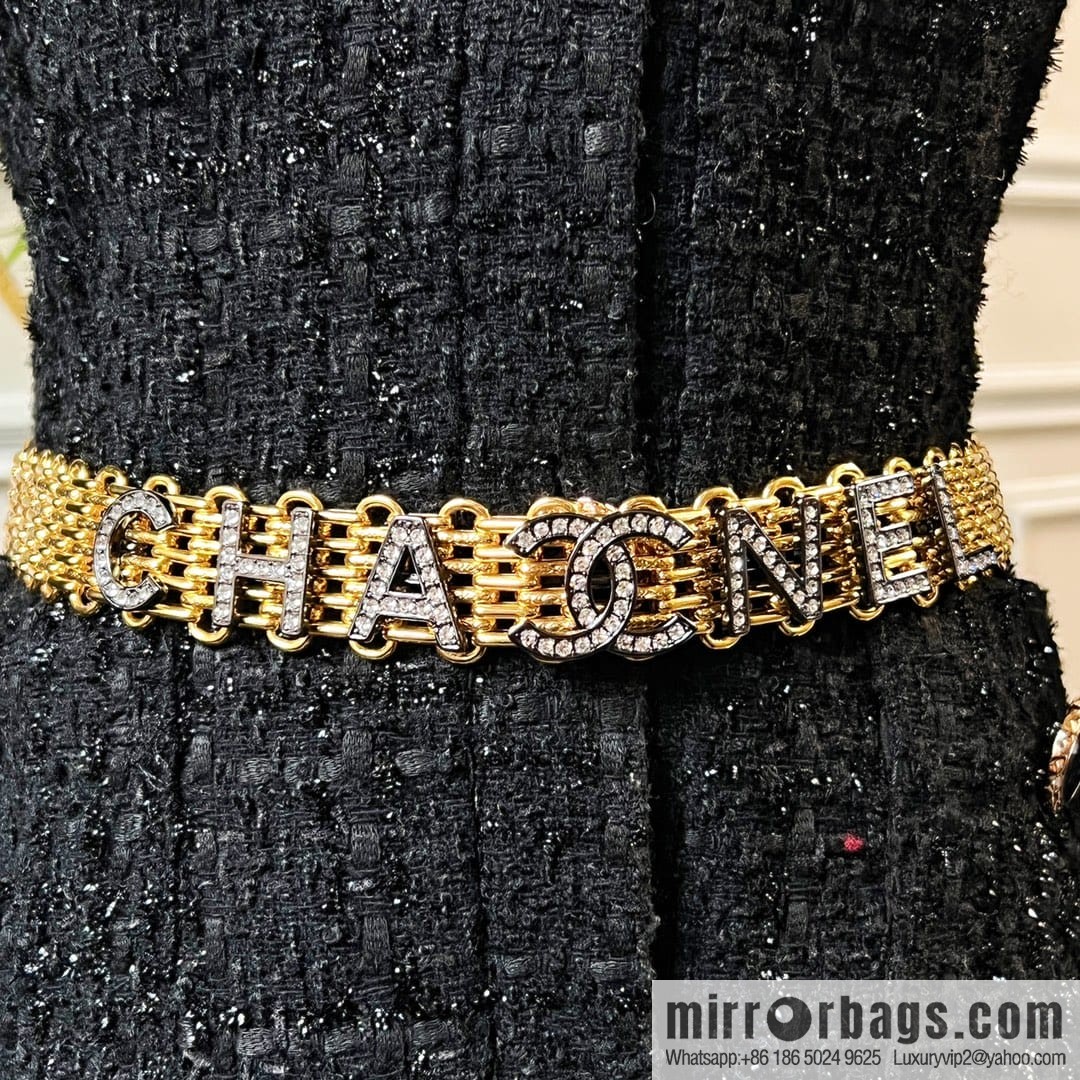 New ☑️ Chanel gold full diamond chain waist chain belt
