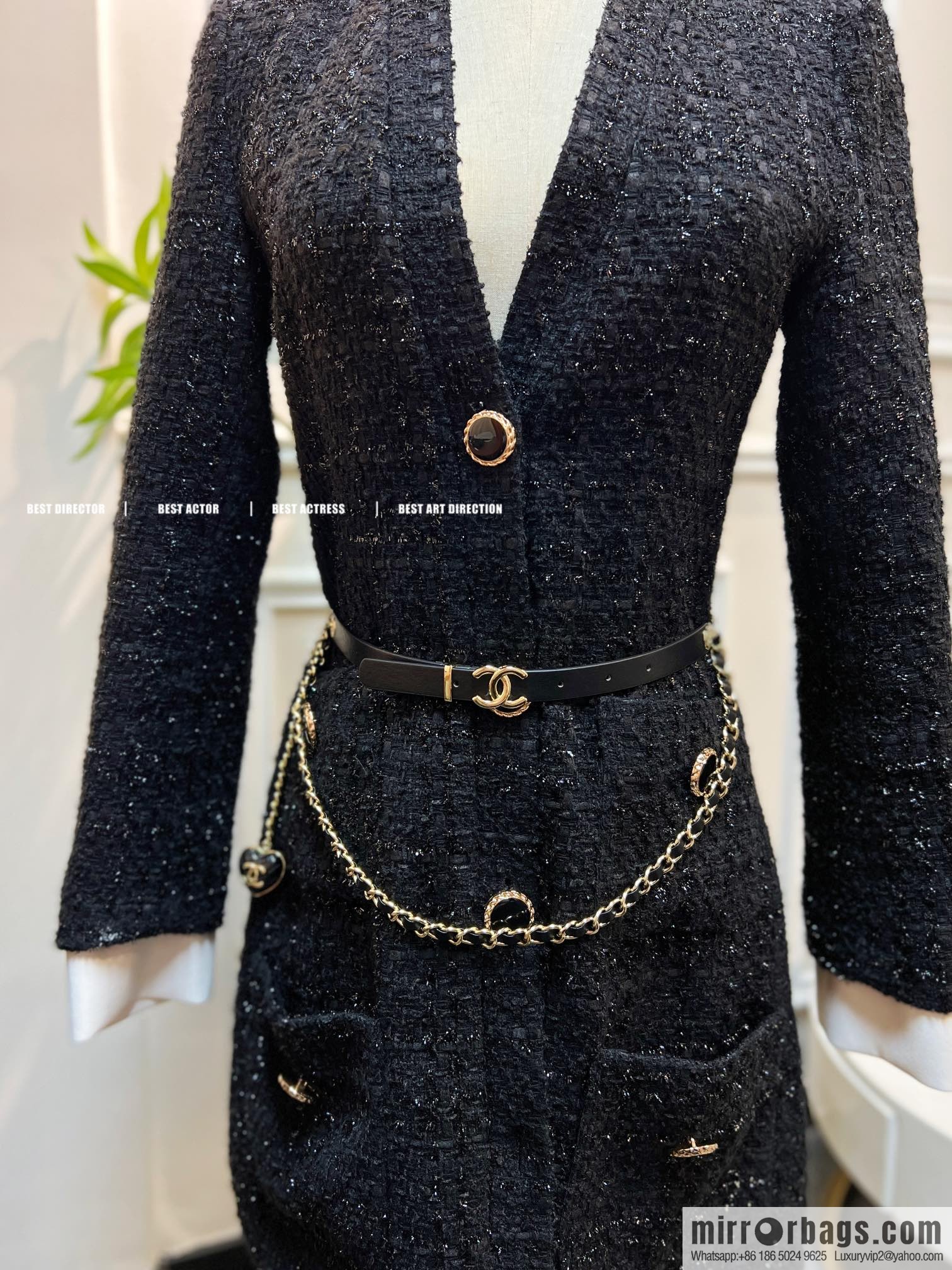 New ☑️ Chanel love peach heart black leather rope waist chain belt