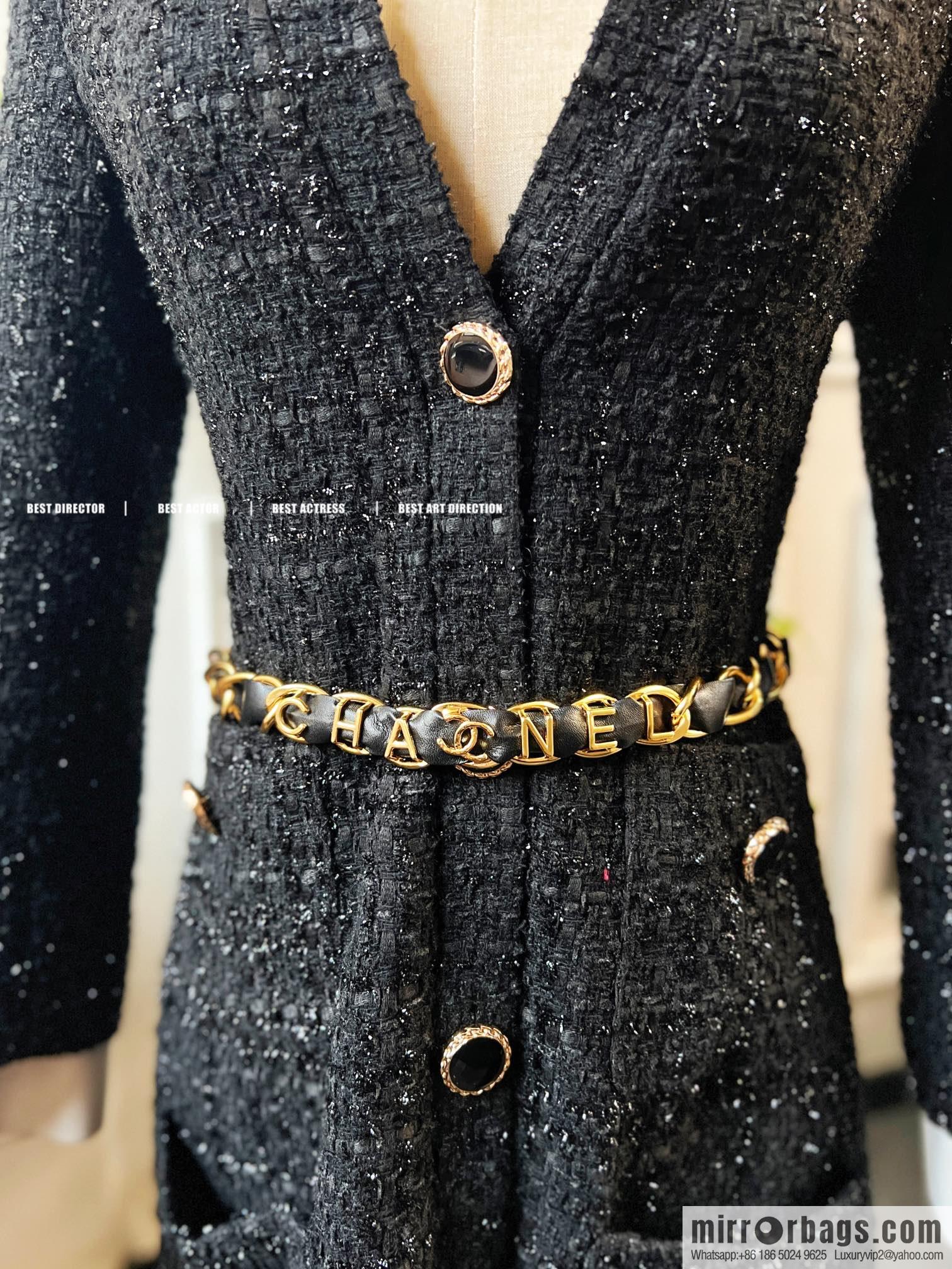 New ☑️ CHANEL Chanel black leather rope letter belt waist chain
