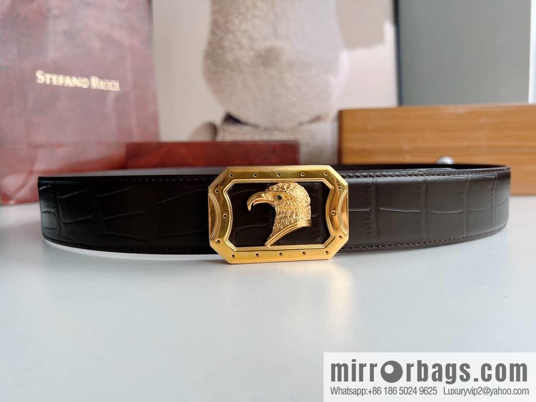 STEFANO RICCI STEFANO RICCI STEFANO RONICH Counter Steel Eagle Head Wear Metal Buckle Men's 3.8cm Belt